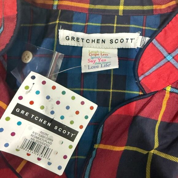 NWT Gretchen Scott Designs Plaidly Cooper Pj Set Red Multi Plaid Size XXL - Picture 3 of 6